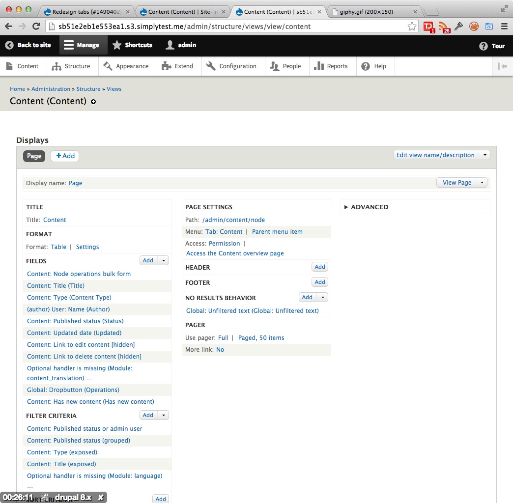 The views ui in 8.x